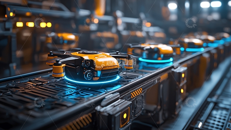 高清大图下载【趣麦麦图】智能工厂流水线上的无人机