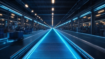 蓝色灯光机场通道