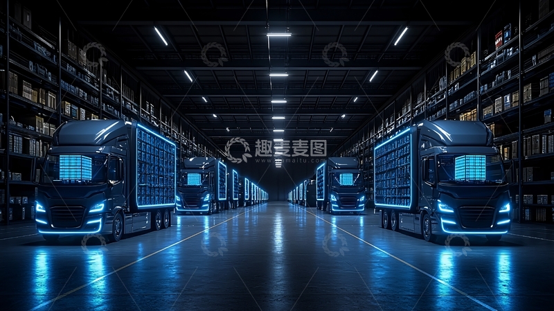 高清大图下载【趣麦麦图】自动驾驶卡车仓库
