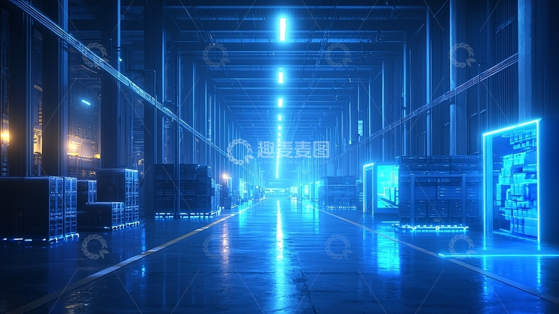 高清大图下载【趣麦麦图】科幻蓝色走廊灯光