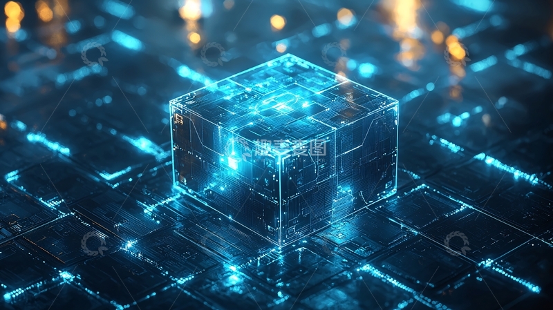 高清大图下载【趣麦麦图】科技感蓝色立方体