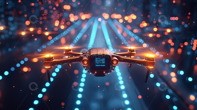 高清大图下载【趣麦麦图】炫酷科技感无人机夜景