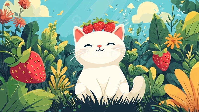 高清大图下载【趣麦麦图】草莓猫