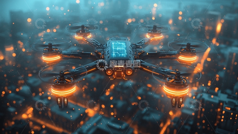 高清大图下载【趣麦麦图】未来科技感无人机