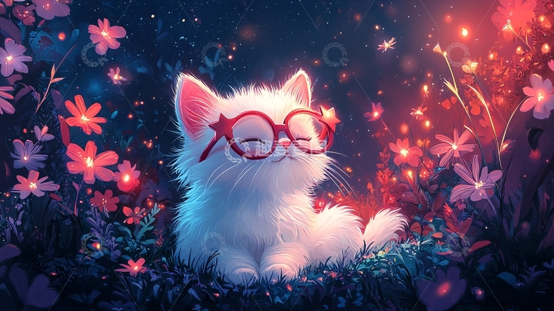 高清大图下载【趣麦麦图】戴眼镜的小猫