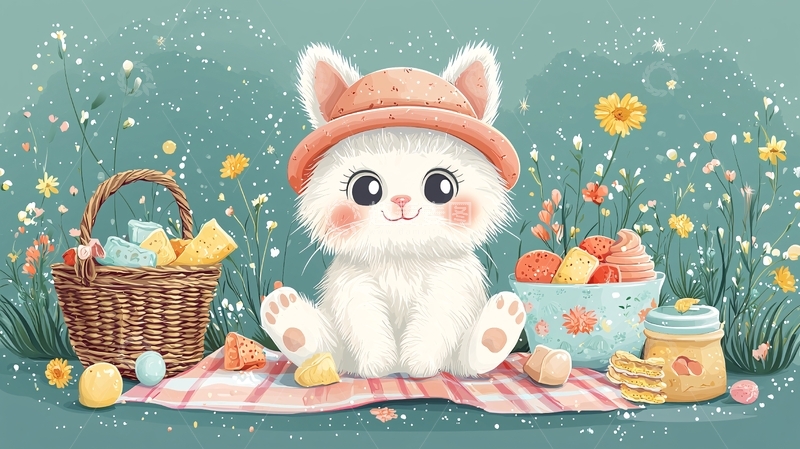 高清大图下载【趣麦麦图】戴帽子的可爱小兔子