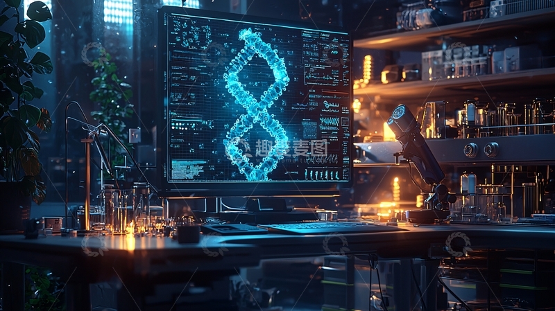 高清大图下载【趣麦麦图】电脑屏幕上的蓝色数字8