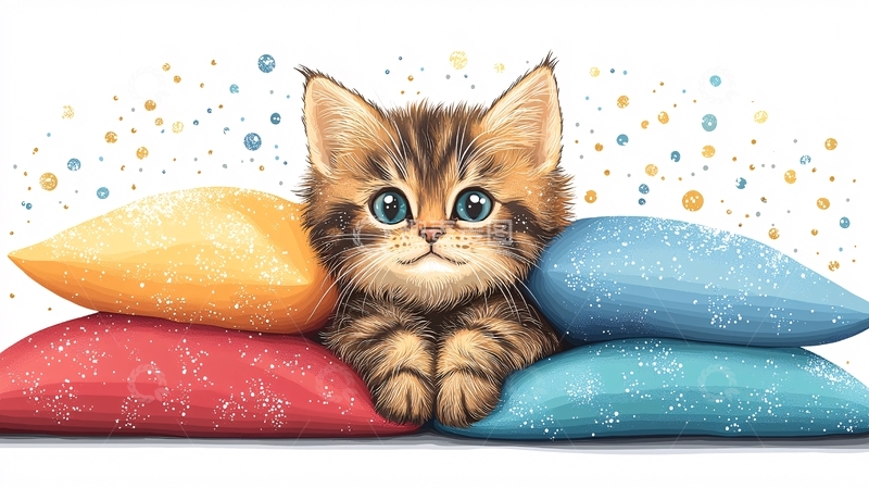 高清大图下载【趣麦麦图】可爱猫咪彩色抱枕