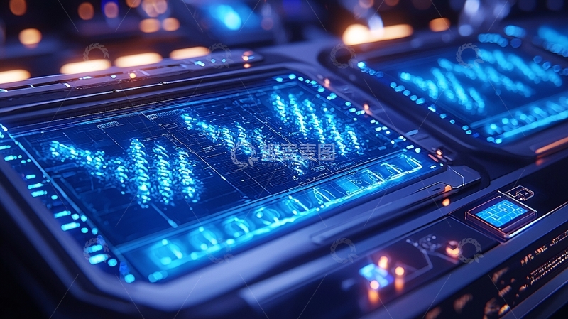 高清大图下载【趣麦麦图】科技感蓝色数据波形