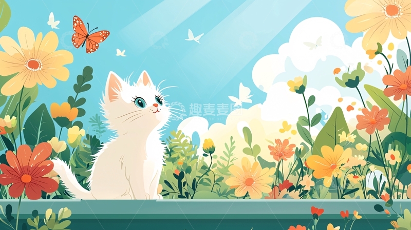 高清大图下载【趣麦麦图】小白猫