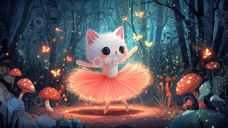 高清大图下载【趣麦麦图】森林猫咪芭蕾舞