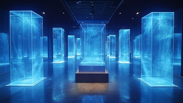 蓝色科技感玻璃展柜
