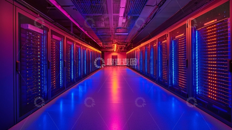 高清大图下载【趣麦麦图】炫彩灯光下的服务器机房