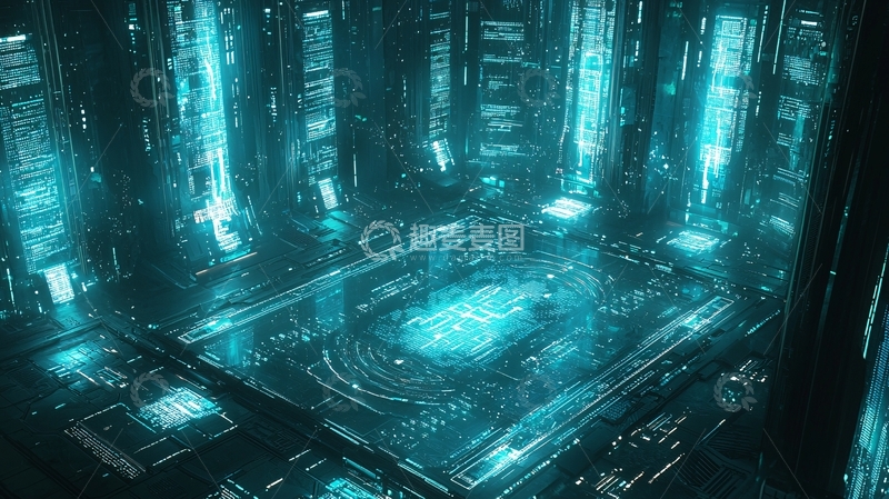 高清大图下载【趣麦麦图】蓝色科技感未来场景
