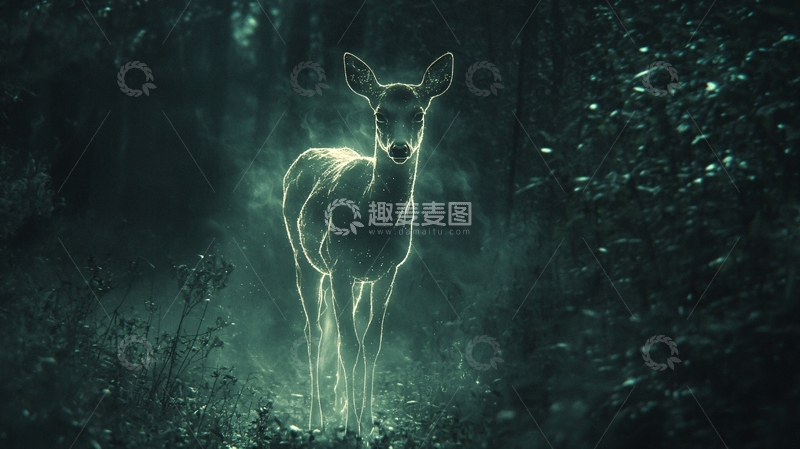 高清大图下载【趣麦麦图】森林幽灵小鹿