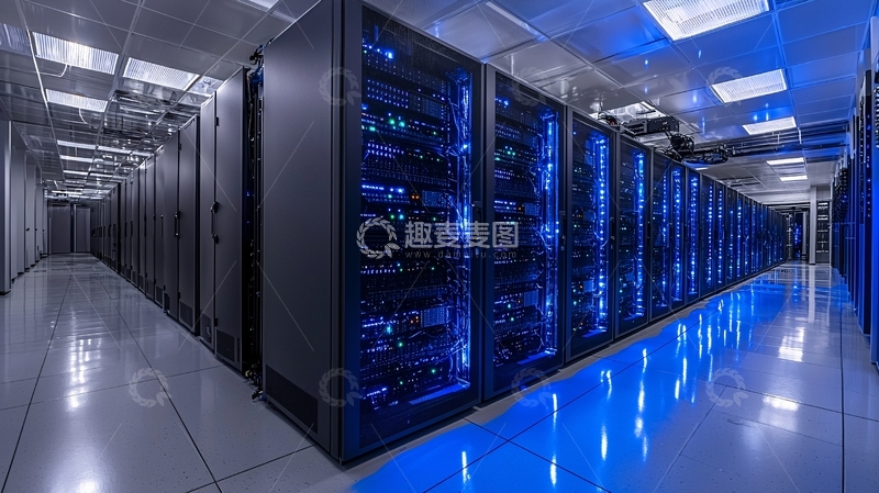 高清大图下载【趣麦麦图】数据中心机房蓝色灯光