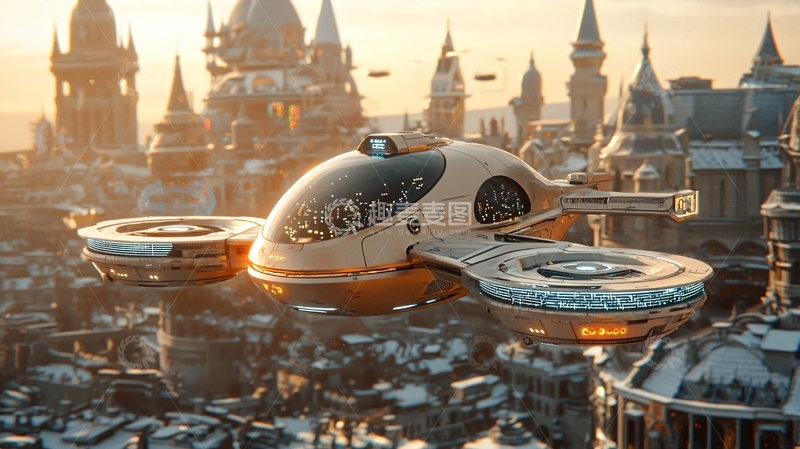 高清大图下载【趣麦麦图】未来都市飞行器