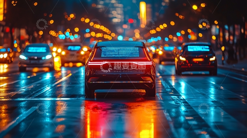 高清大图下载【趣麦麦图】夜景街道车辆