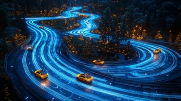 夜间高速公路车辆光轨