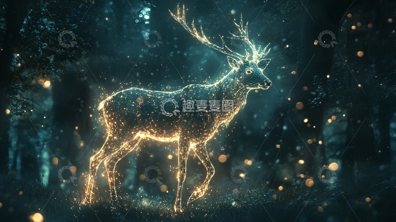 高清大图下载【趣麦麦图】发光鹿