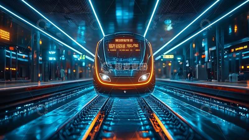 高清大图下载【趣麦麦图】未来科技感地铁列车