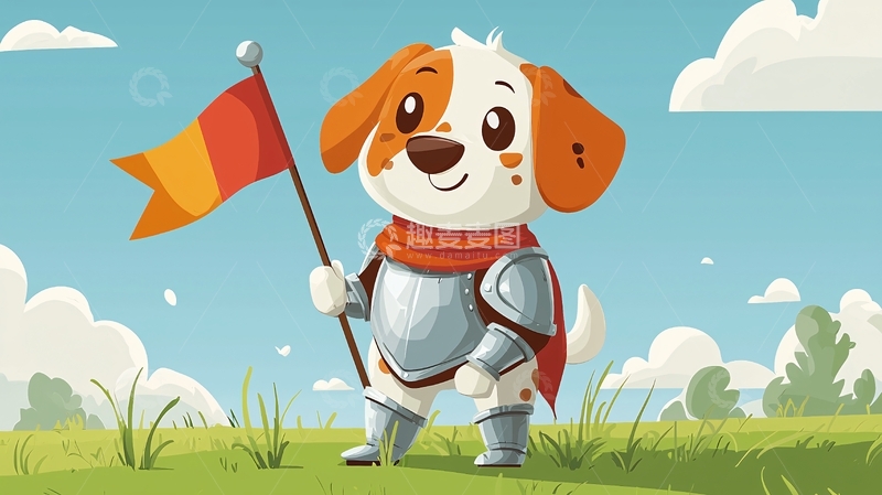高清大图下载【趣麦麦图】可爱小狗骑士