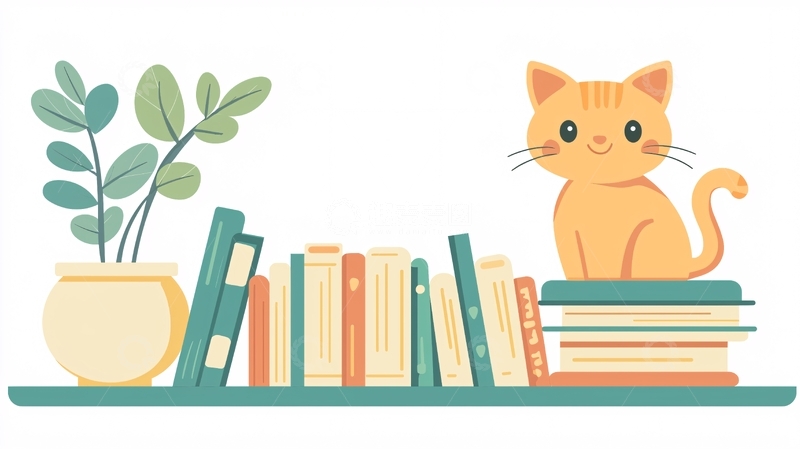 高清大图下载【趣麦麦图】猫咪看书