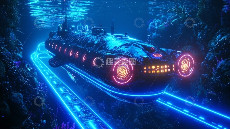 高清大图下载【趣麦麦图】未来科技感潜水艇