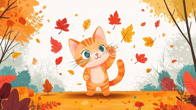高清大图下载【趣麦麦图】秋天猫咪