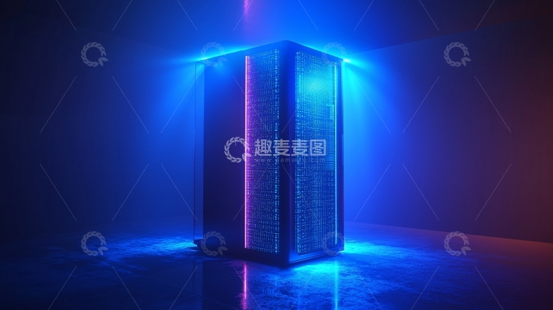 高清大图下载【趣麦麦图】蓝光照射下的数据服务器