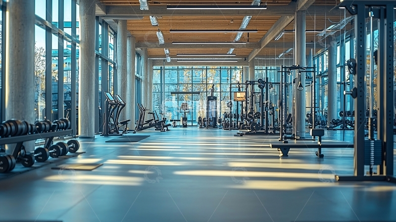 高清大图下载【趣麦麦图】明亮宽敞的健身房内部