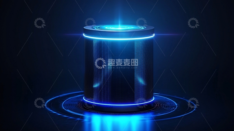 高清大图下载【趣麦麦图】蓝色科技感圆柱体