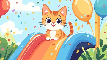 可爱猫咪彩虹滑梯