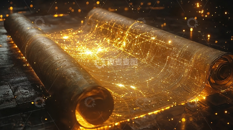 高清大图下载【趣麦麦图】古老发光的卷轴
