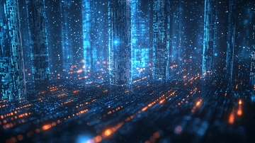 蓝色数字代码森林