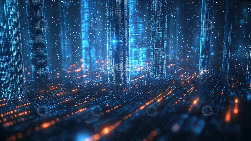 高清大图下载【趣麦麦图】蓝色数字代码森林