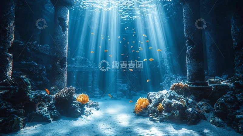 高清大图下载【趣麦麦图】海底废墟