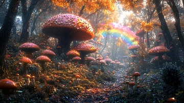 梦幻森林彩虹蘑菇
