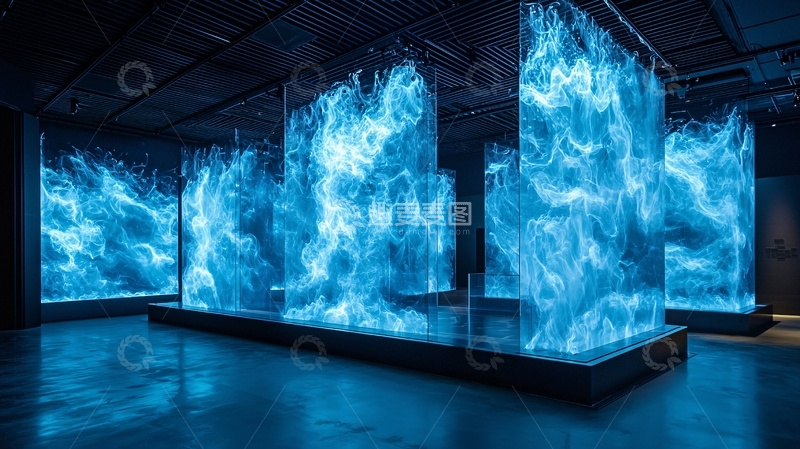 高清大图下载【趣麦麦图】蓝色火焰装置艺术