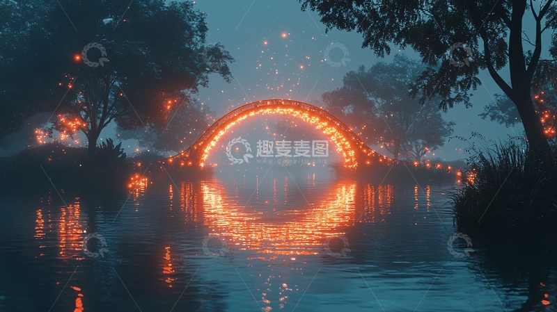 高清大图下载【趣麦麦图】雾气环绕的火环仙境