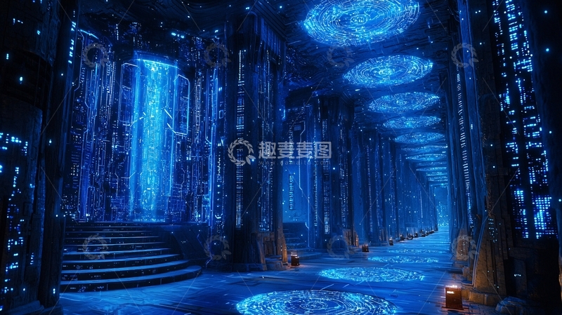 高清大图下载【趣麦麦图】蓝色神秘通道