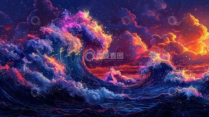 高清大图下载【趣麦麦图】梦幻多彩波浪云海