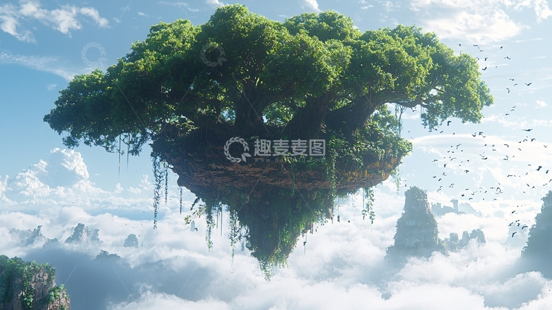 高清大图下载【趣麦麦图】空中树岛