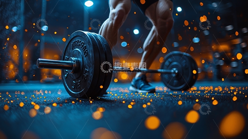 高清大图下载【趣麦麦图】夜间健身房举重