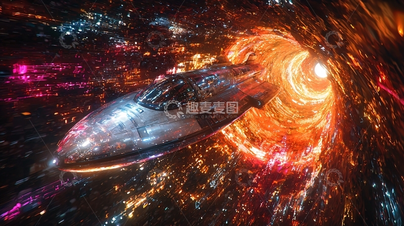 高清大图下载【趣麦麦图】宇宙飞船穿越虫洞
