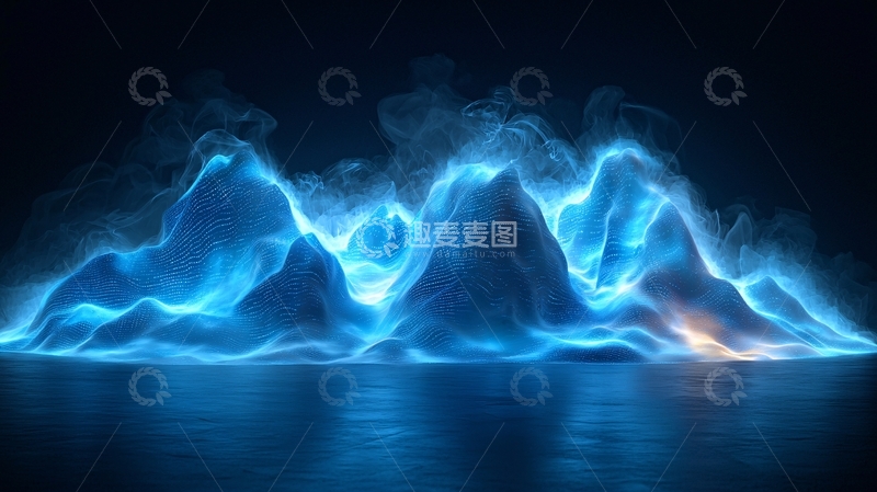 高清大图下载【趣麦麦图】蓝色发光山脉