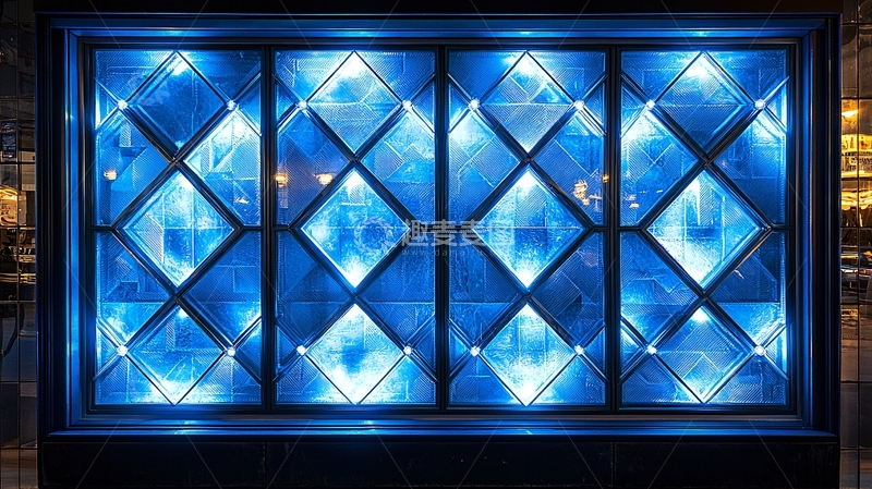 高清大图下载【趣麦麦图】蓝色菱形玻璃窗