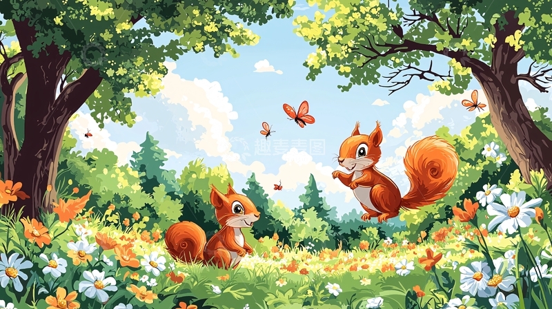 高清大图下载【趣麦麦图】森林里的小松鼠