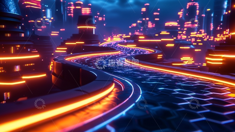 高清大图下载【趣麦麦图】霓虹灯下的未来都市