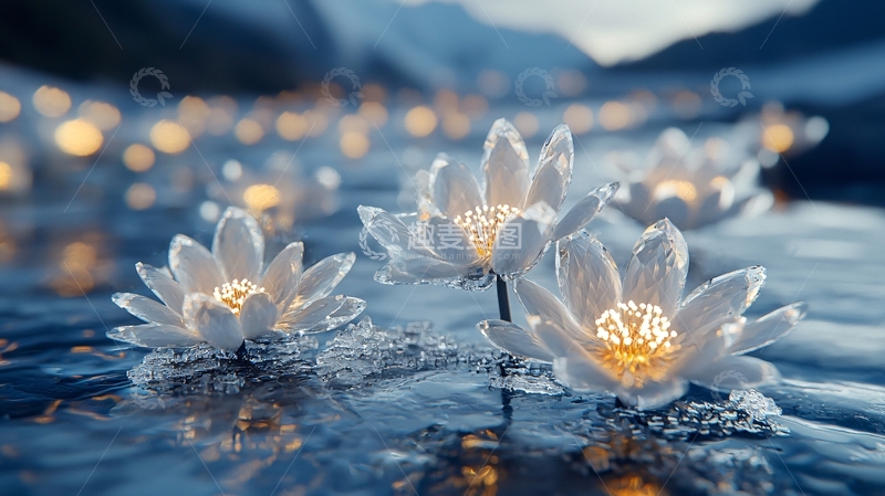 高清大图下载【趣麦麦图】水面莲花灯